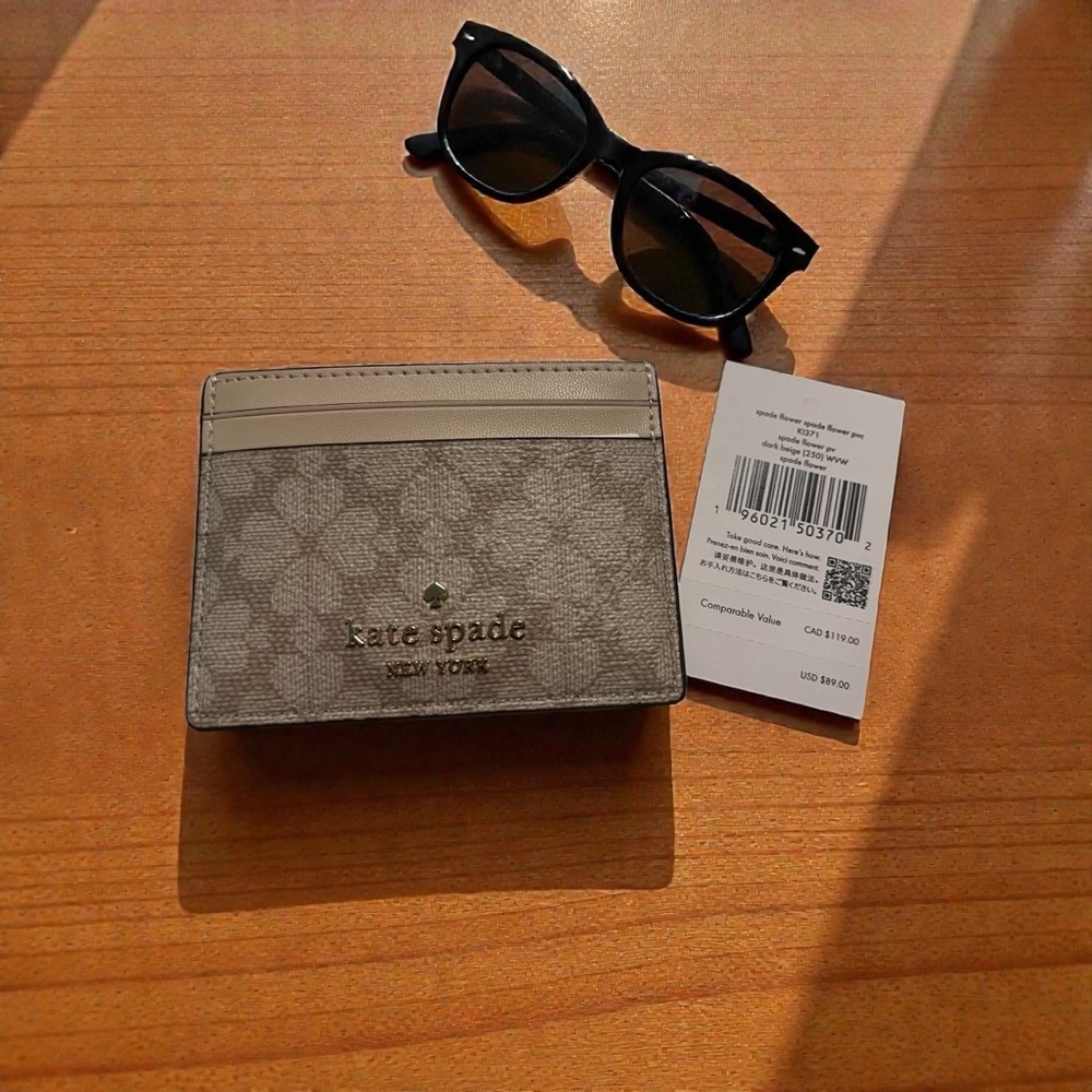 Kate Spade Gray Monogram Card Holder